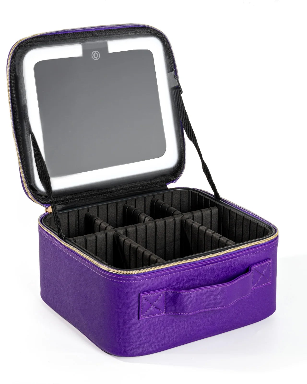 Portable Waterproof Leather Makeup Bag With Mirror And Lamp