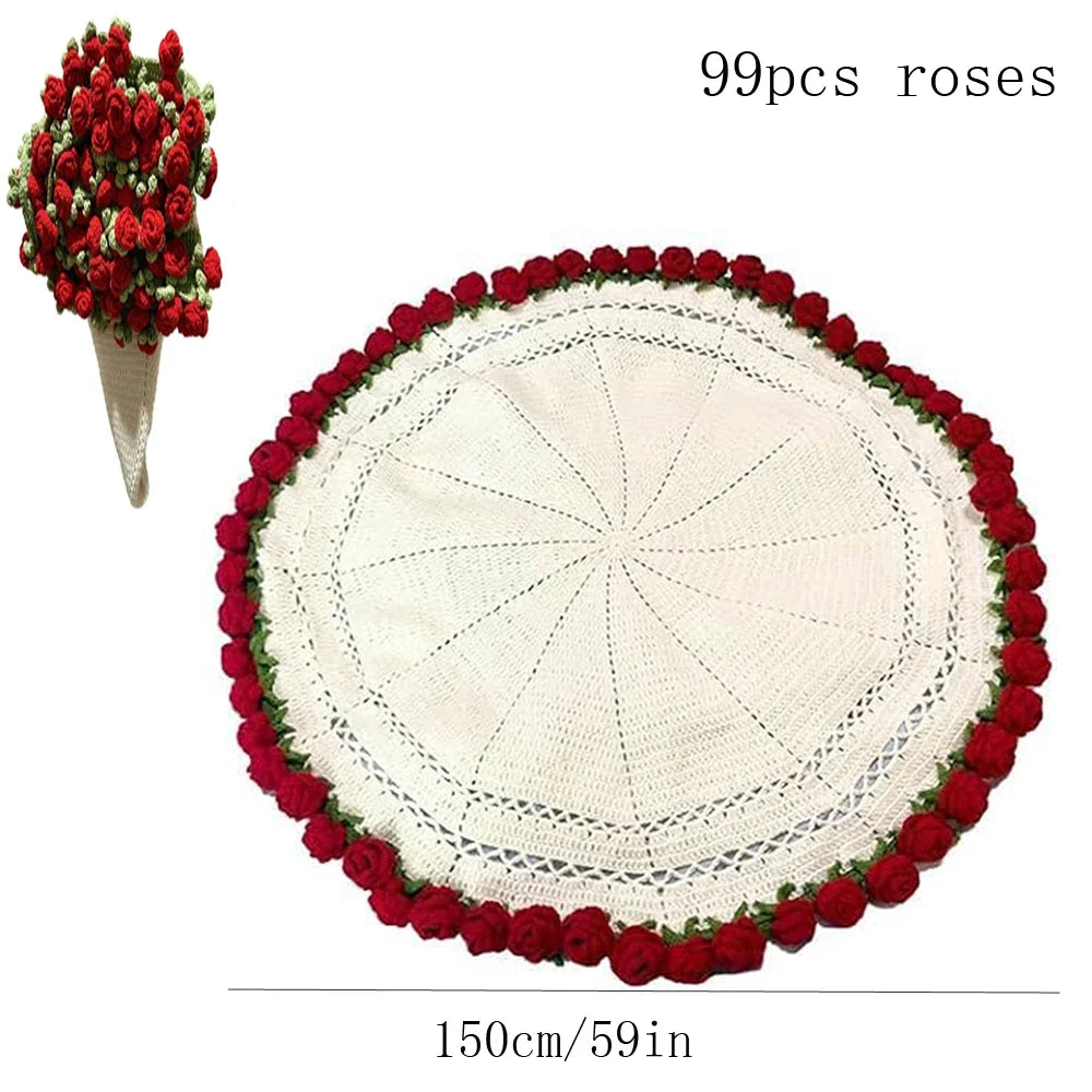 Flower Bouquet Knit Throw Blanket Soft Lightweight Home Decor