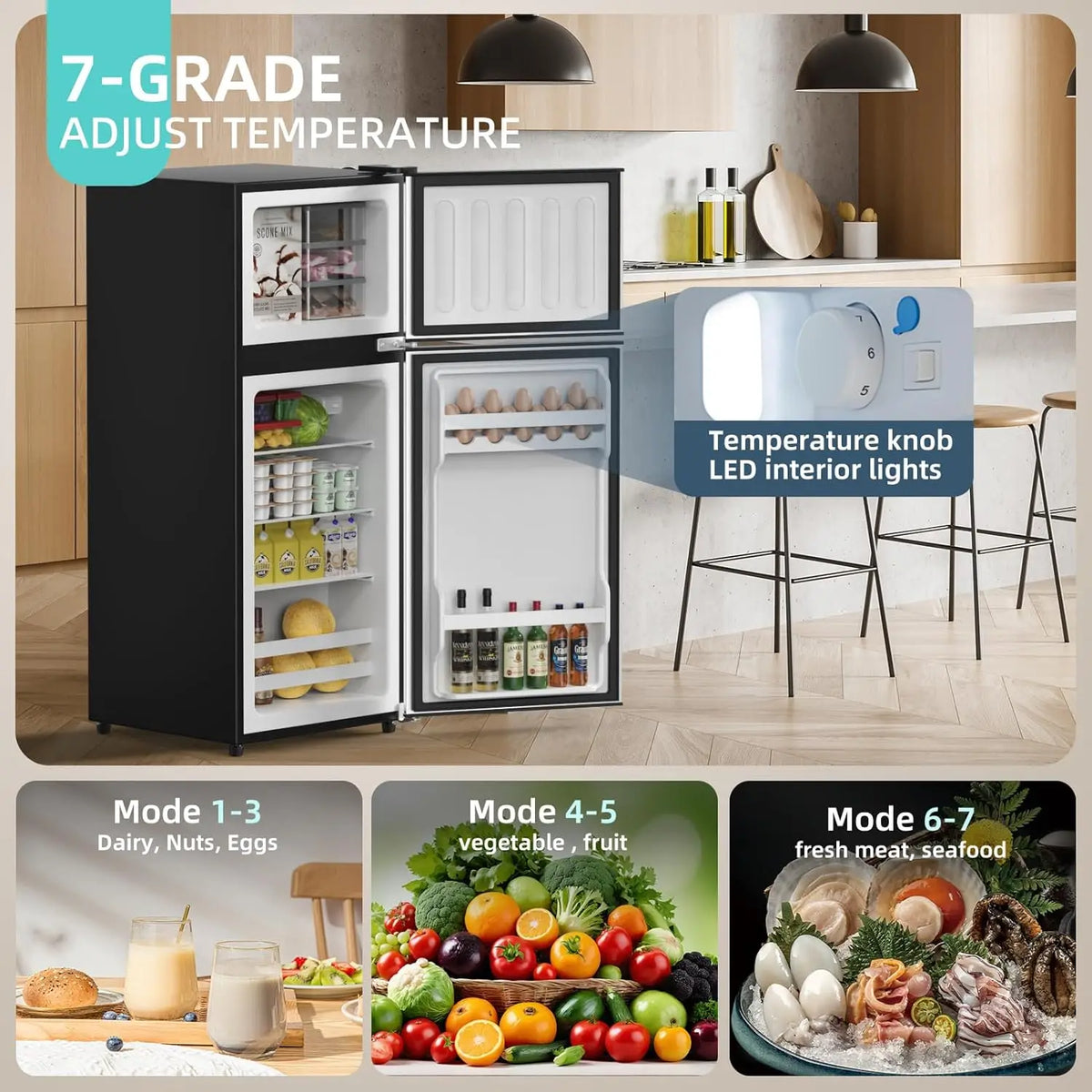 XMSJ Mini Fridge With Freezer 3.8 Cu Ft Energy Saving