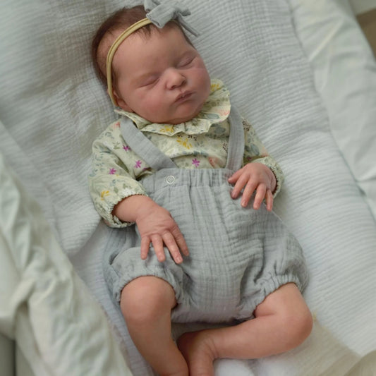 BZDOLL Asleep Reborn Doll Cloth Body Vinyl Limbs Lifelike Toy