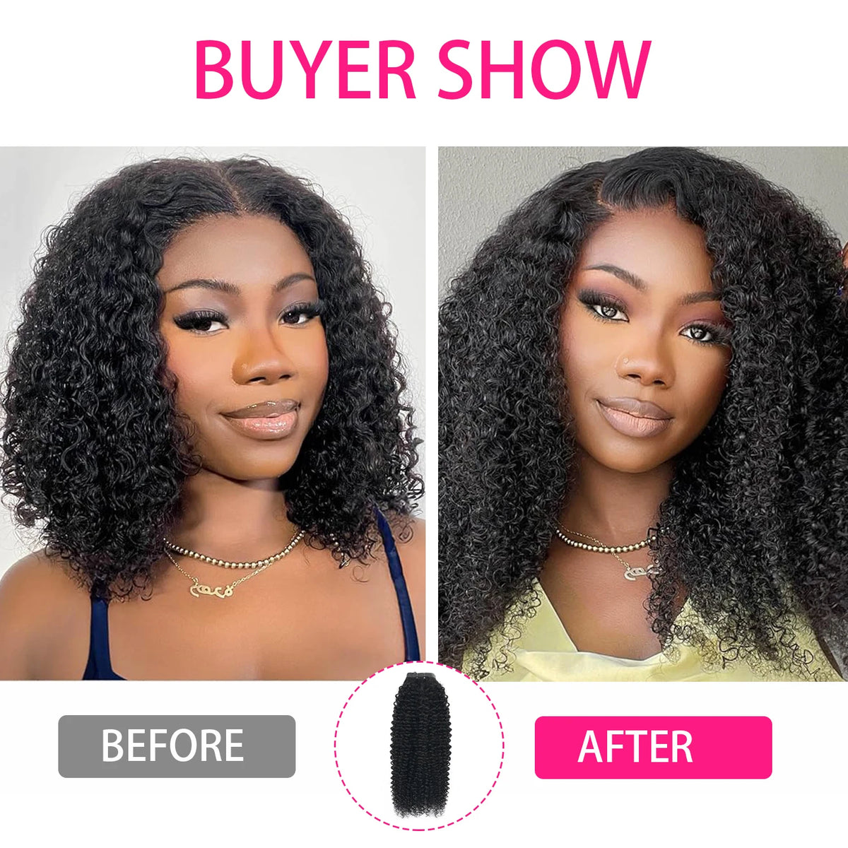 UEENLY Curly Wave Clip In Hair Extensions 8 Pieces Remy