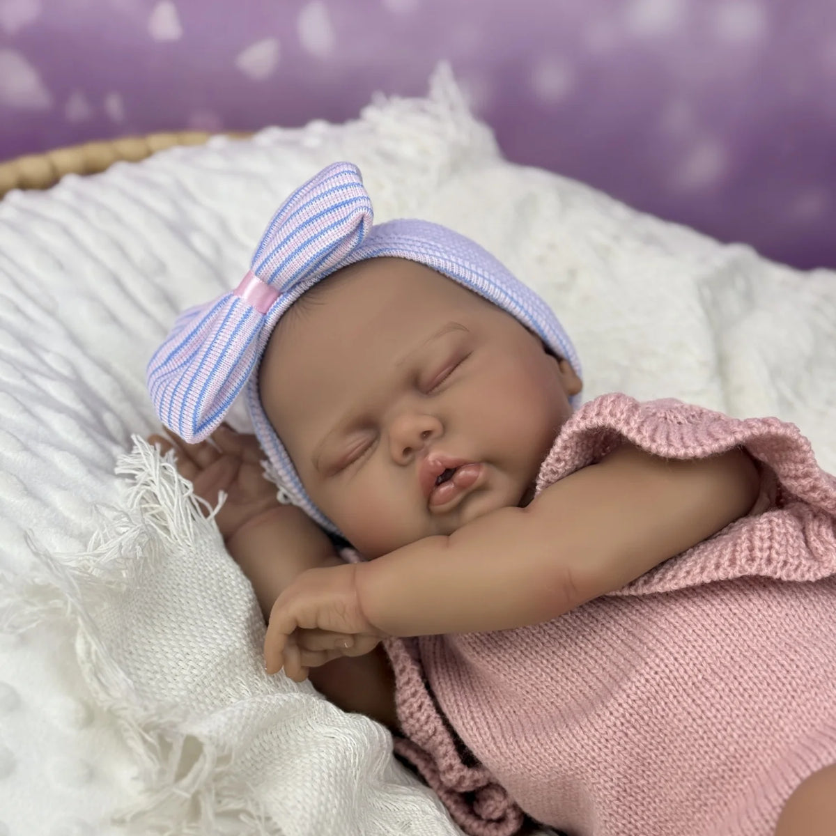 BZDOLL Chubby Asleep Reborn Doll Vinyl Limbs Cloth Body Handmade Lifelike