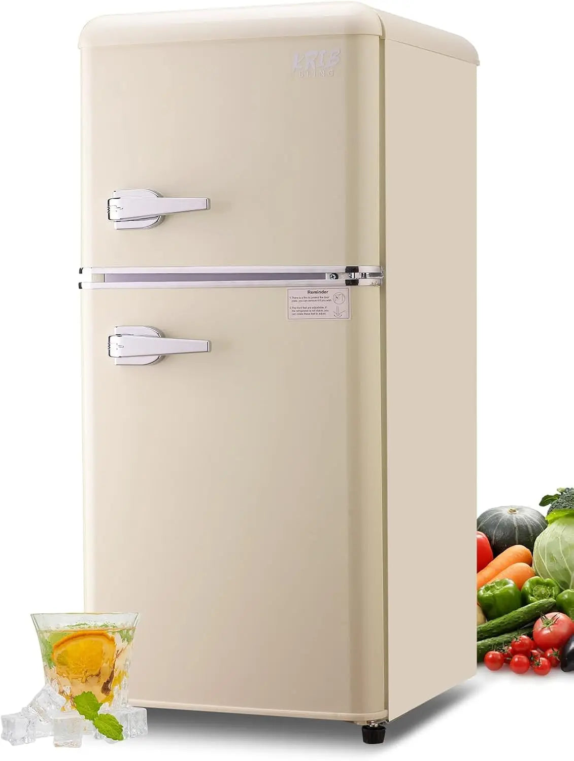 Krib Bling Compact Refrigerator Mini Fridge With Freezer Retro Design