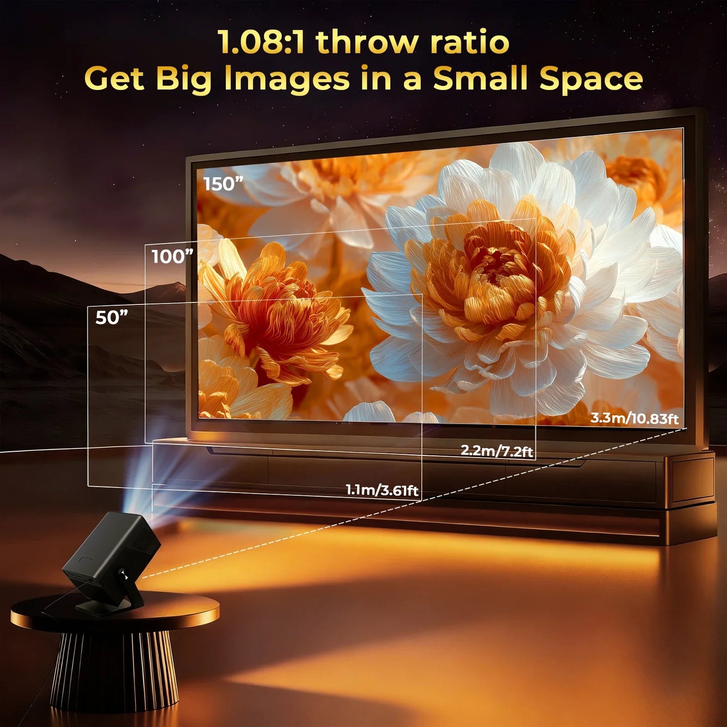 LynCast 8K AI Projector Android 14 Auto Focus Keystone
