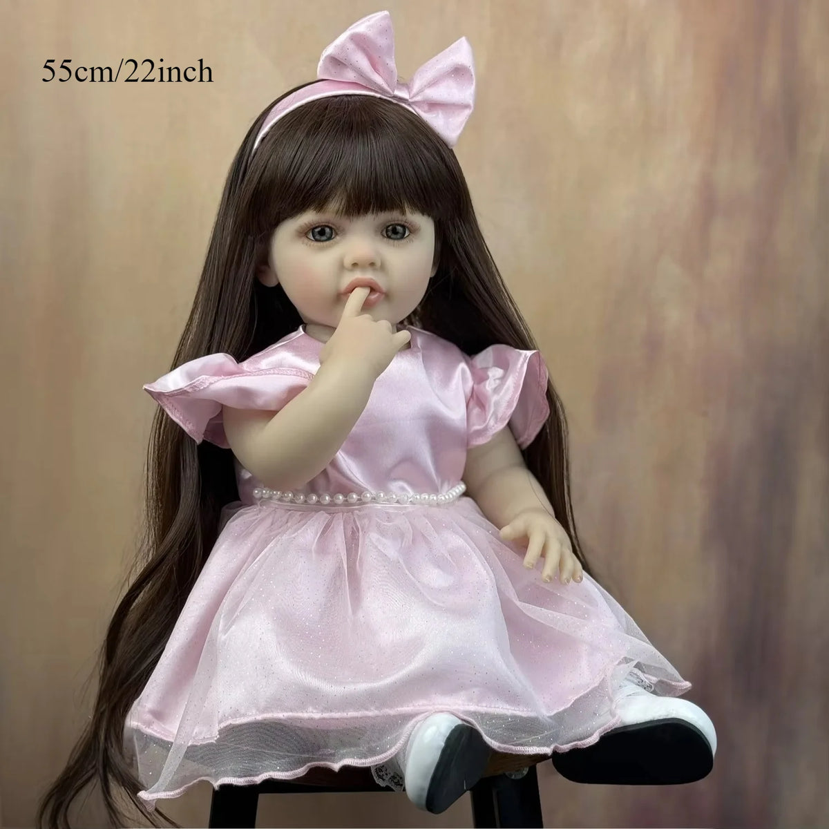 BZDOLL Reborn Baby Girl Doll Vinyl Dress Up Long Hair