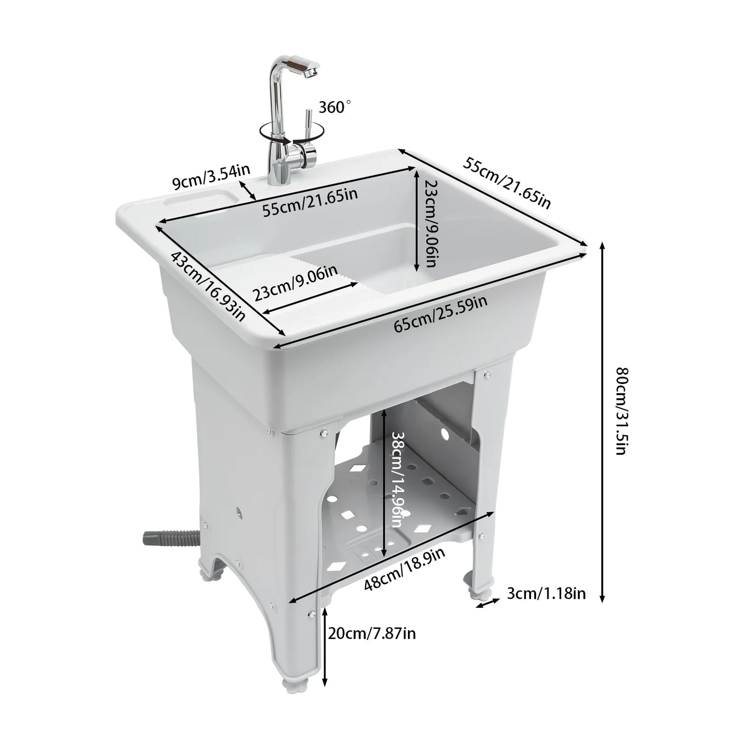 Multifunctional Laundry Sink With Faucet And Washboard