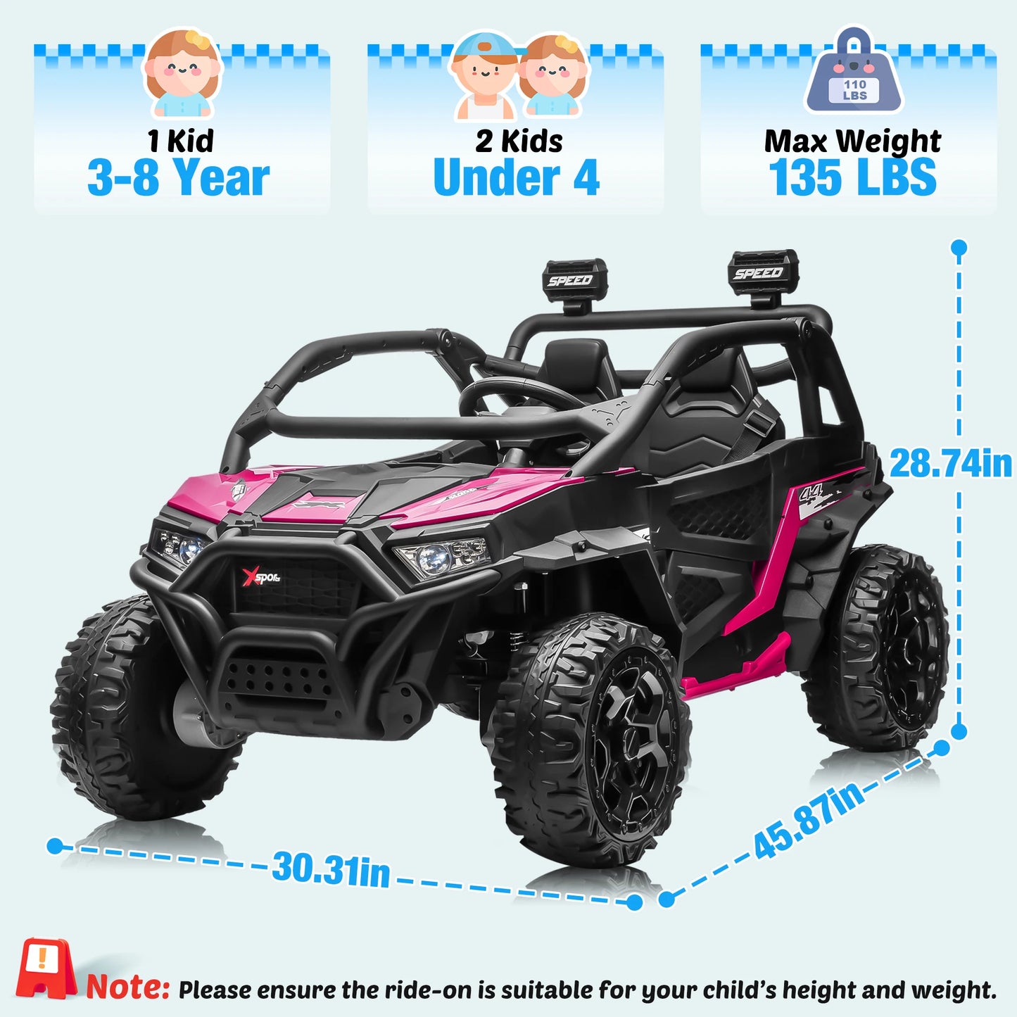 Joyracer 24V 4WD Kids Electric UTV Ride-On With Music LED Lights