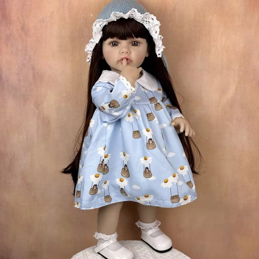 BZDOLL Vinyl Reborn Baby Doll With Long Hair Princess Toddler