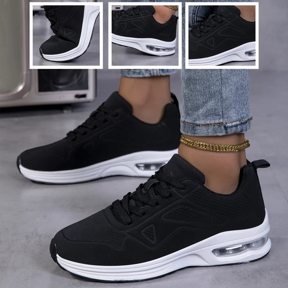 Women Air Cushion Breathable Lightweight Running Walking Sneakers Non Slip