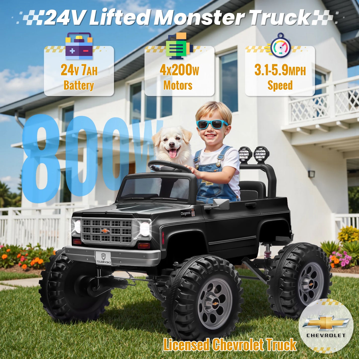 JOYRACER Licensed Chevrolet Cheyenne 24V Ride On Car With Remote Control