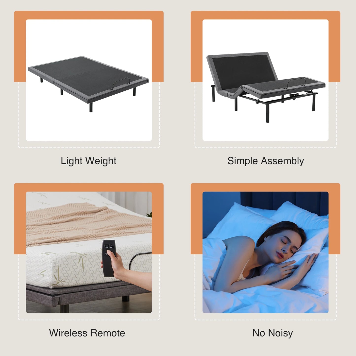 JHK Electric Zero Gravity Adjustable Bed Frame With Wireless Remote