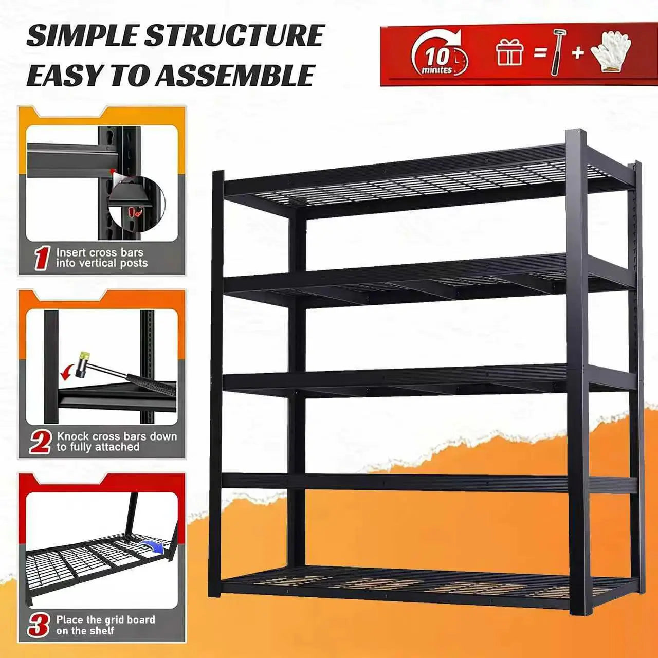 Nnovaroom Adjustable Metal Double Layer Column Shelving Rack
