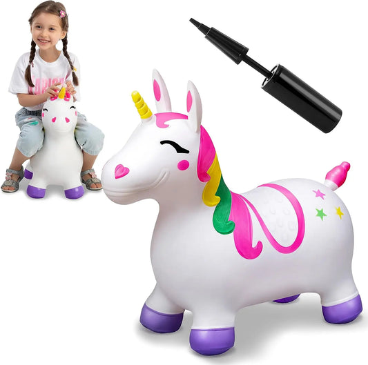 Joyfy Kids Bouncy Unicorn Horse Ride On Toy For Birthday