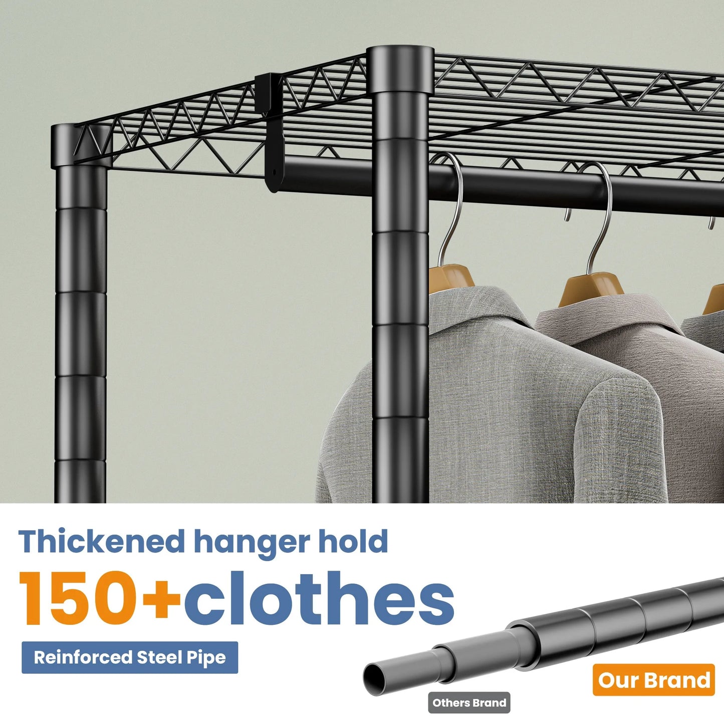 Freestanding Heavy Duty Clothes Rack Storage Organizer Wardrobe