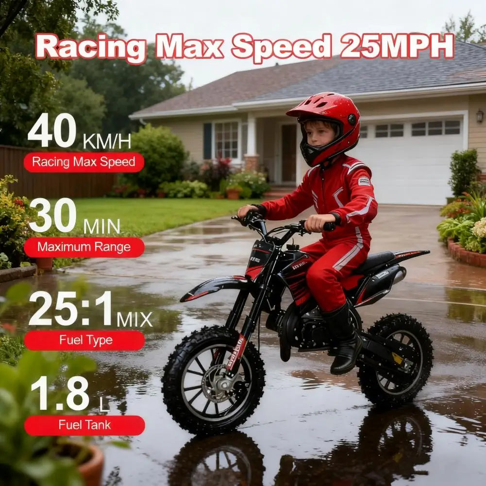 Gas Powered Kids Dirt Bike 49cc TwoStroke 25 MPH Trail