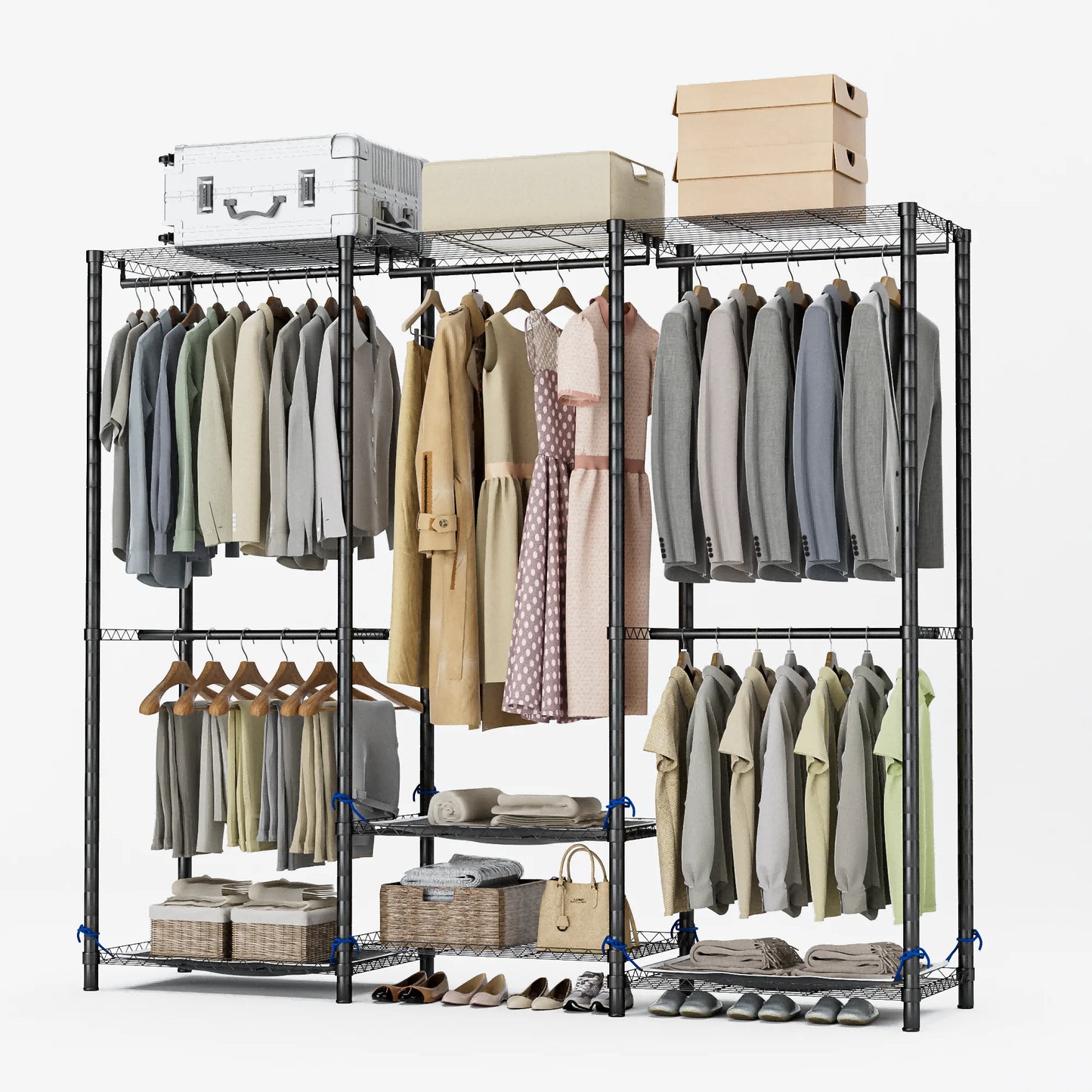 Freestanding Heavy Duty Clothes Rack Storage Organizer Wardrobe