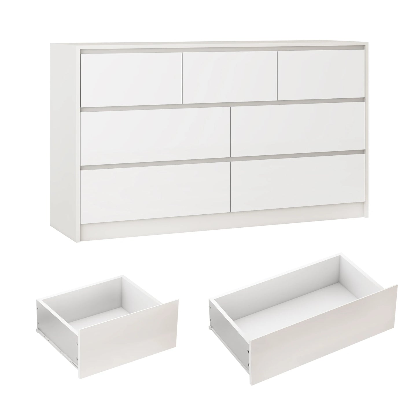 QiaoShiRen 7 Drawer Dresser Modern High Gloss Wood Chest