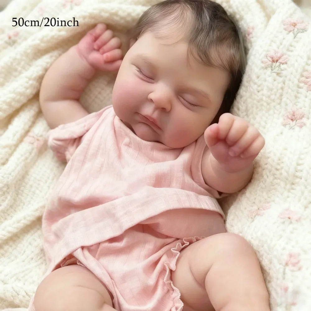 BZDOLL Asleep Reborn Doll With Vinyl Limbs Cloth Body Pacifier
