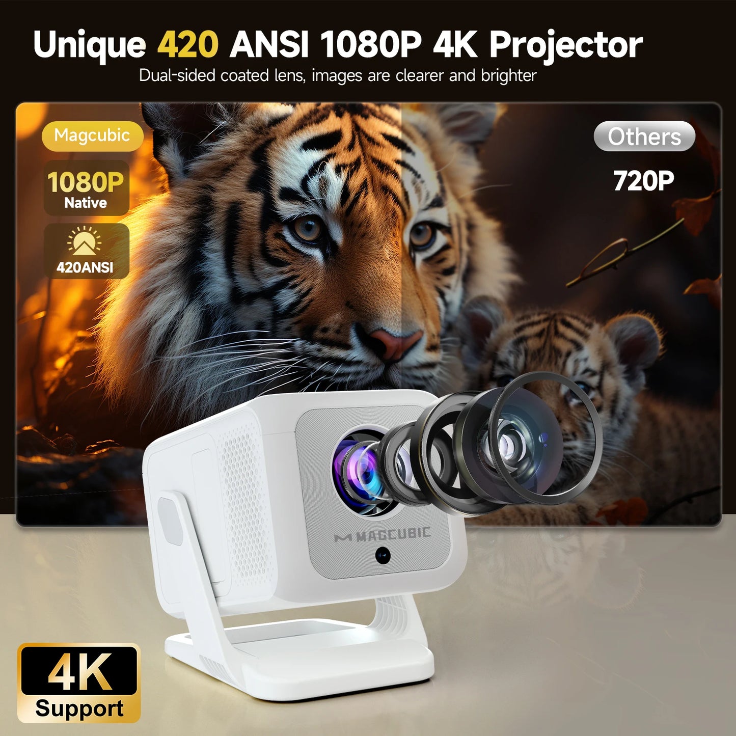 Magcubic HY310X Portable 4K Projector With Auto Focus WiFi