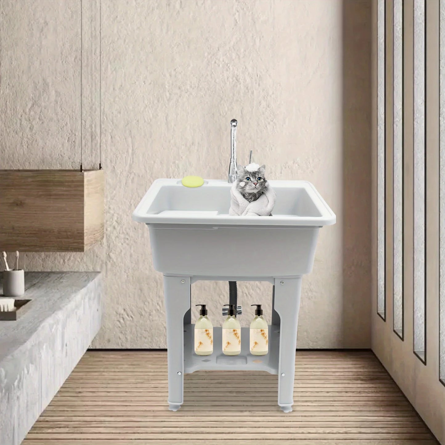 Multifunctional Laundry Sink With Faucet And Washboard