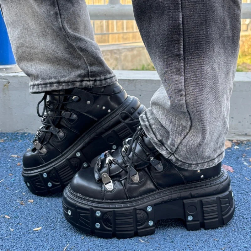 Gothic Women Chunky Platform Sneakers Metal Decoration Fashion Casual Trainers