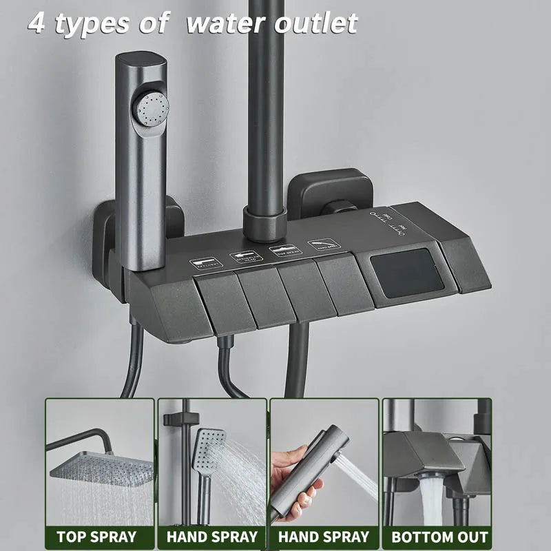 Smart Digital Shower Faucet Set With Rainfall System For Bathroom