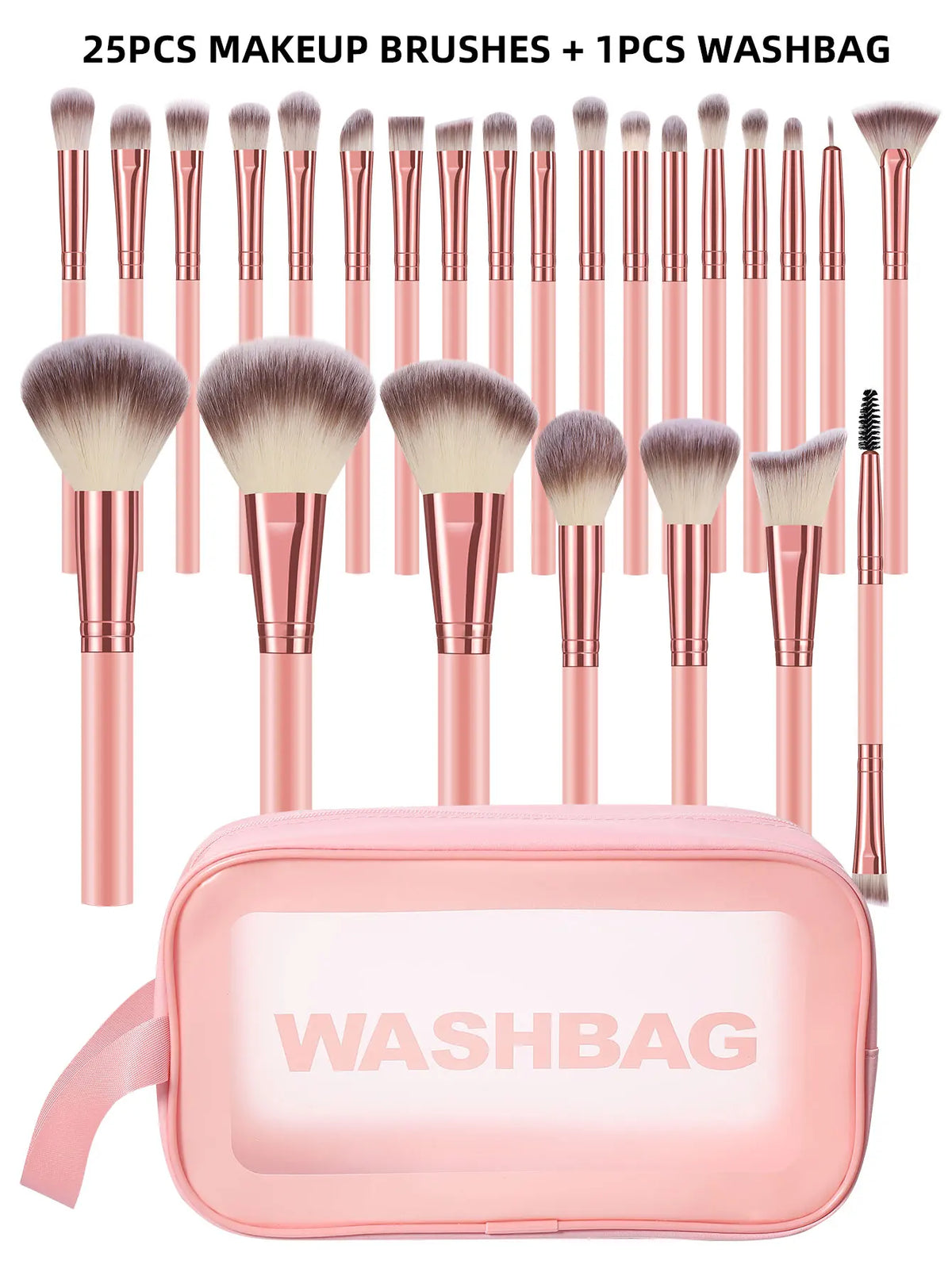 Professional 50 Piece Makeup Brush Collection With Cosmetic Bag Sponges