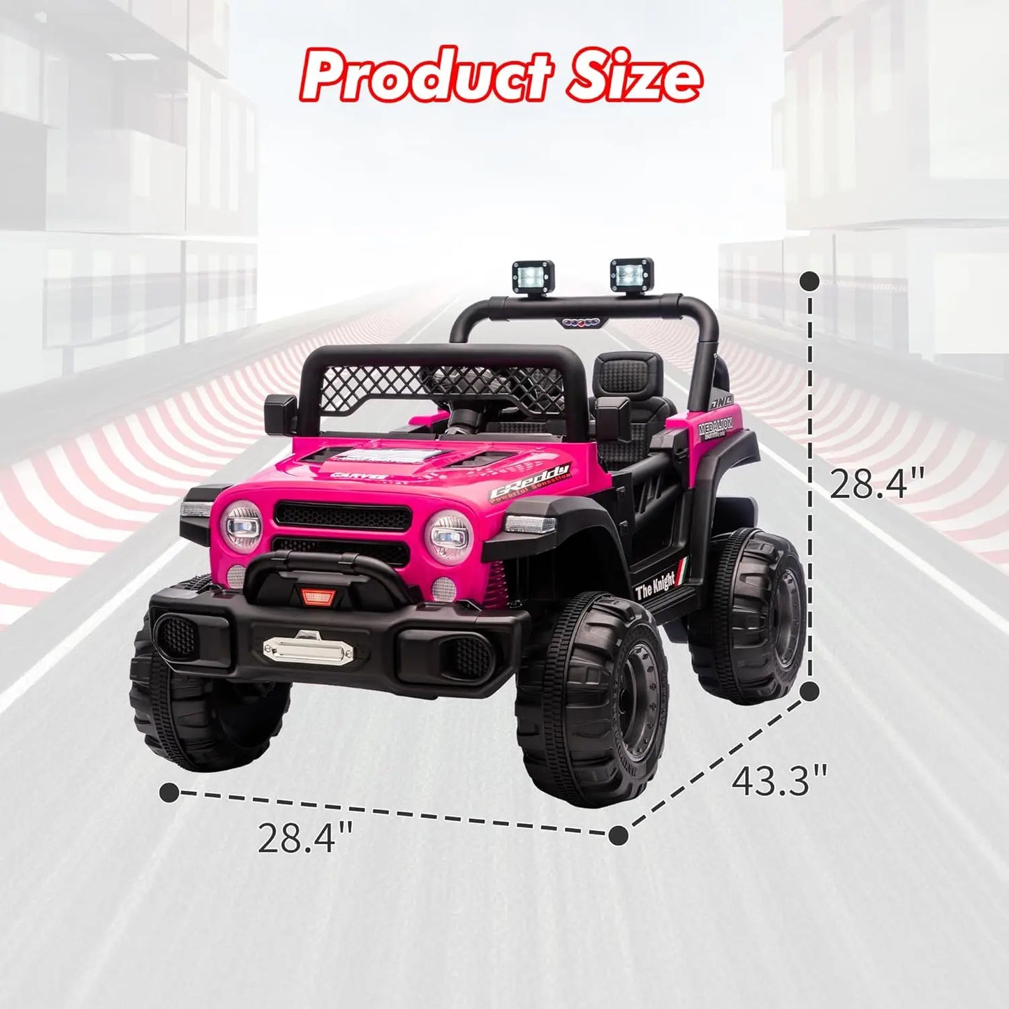 HiMISS 12V Ride On Car With Remote Control And Music LED Lights
