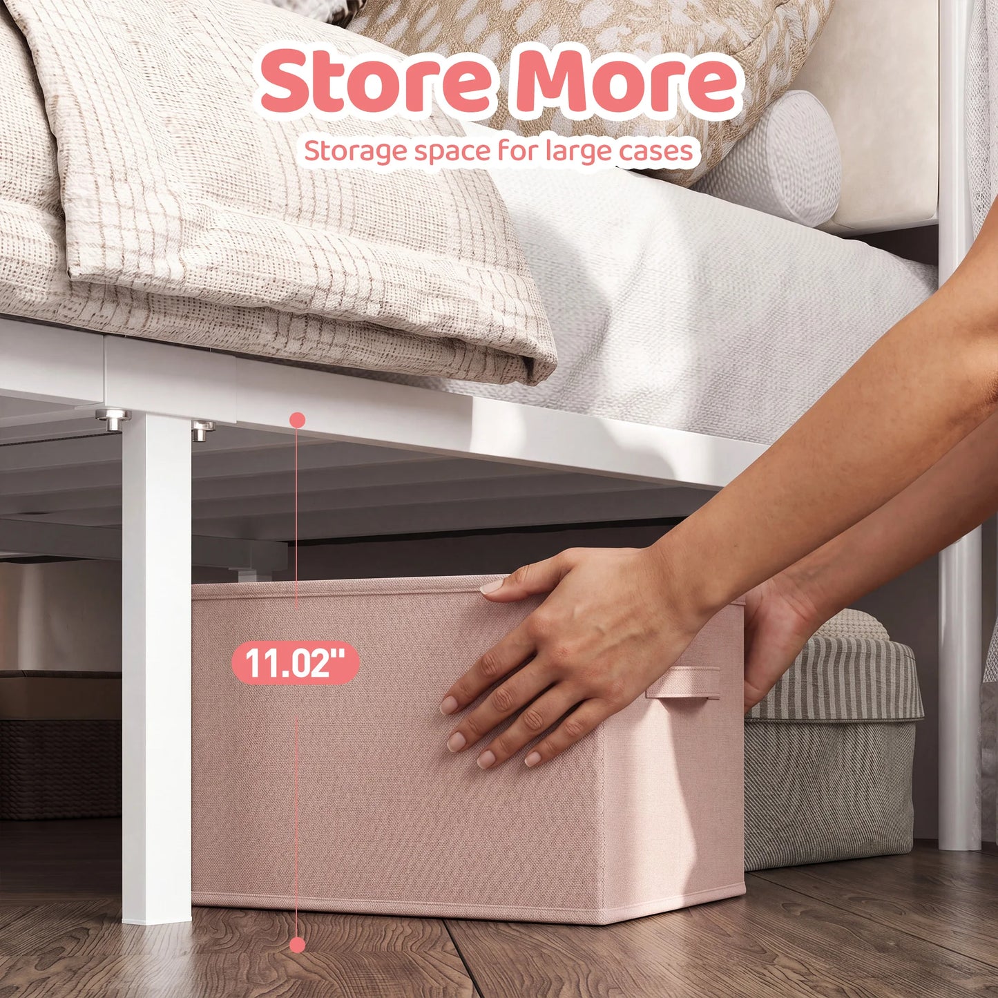 EnHomee Canopy Bed Frame With LED Lights And Charging Station