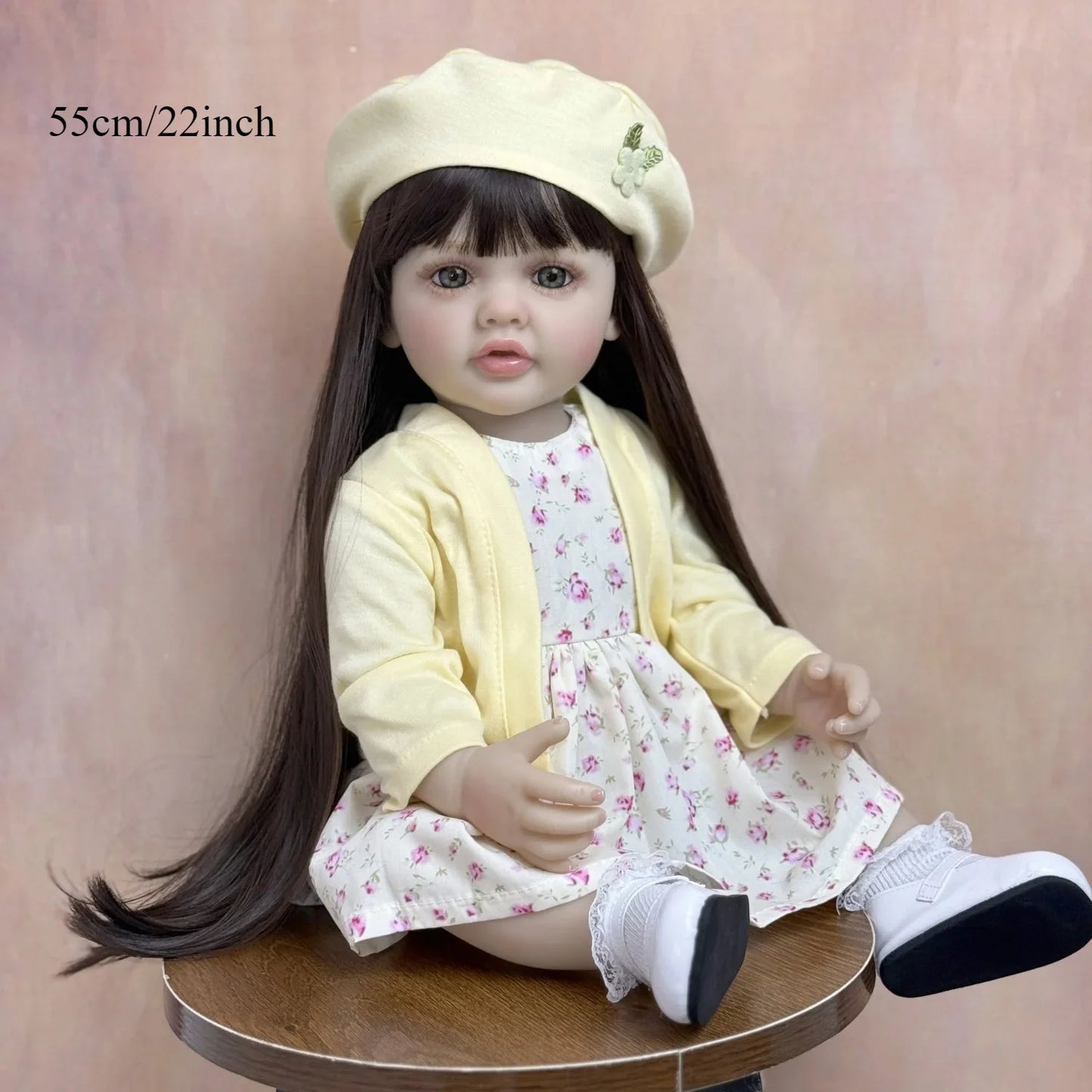 BZDOLL Full Vinyl Reborn Baby Doll Long Hair Princess Gift