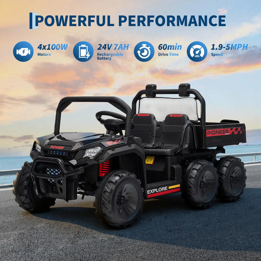 24V 4WD All Terrain Kids Ride On Dump Truck With Parental Remote