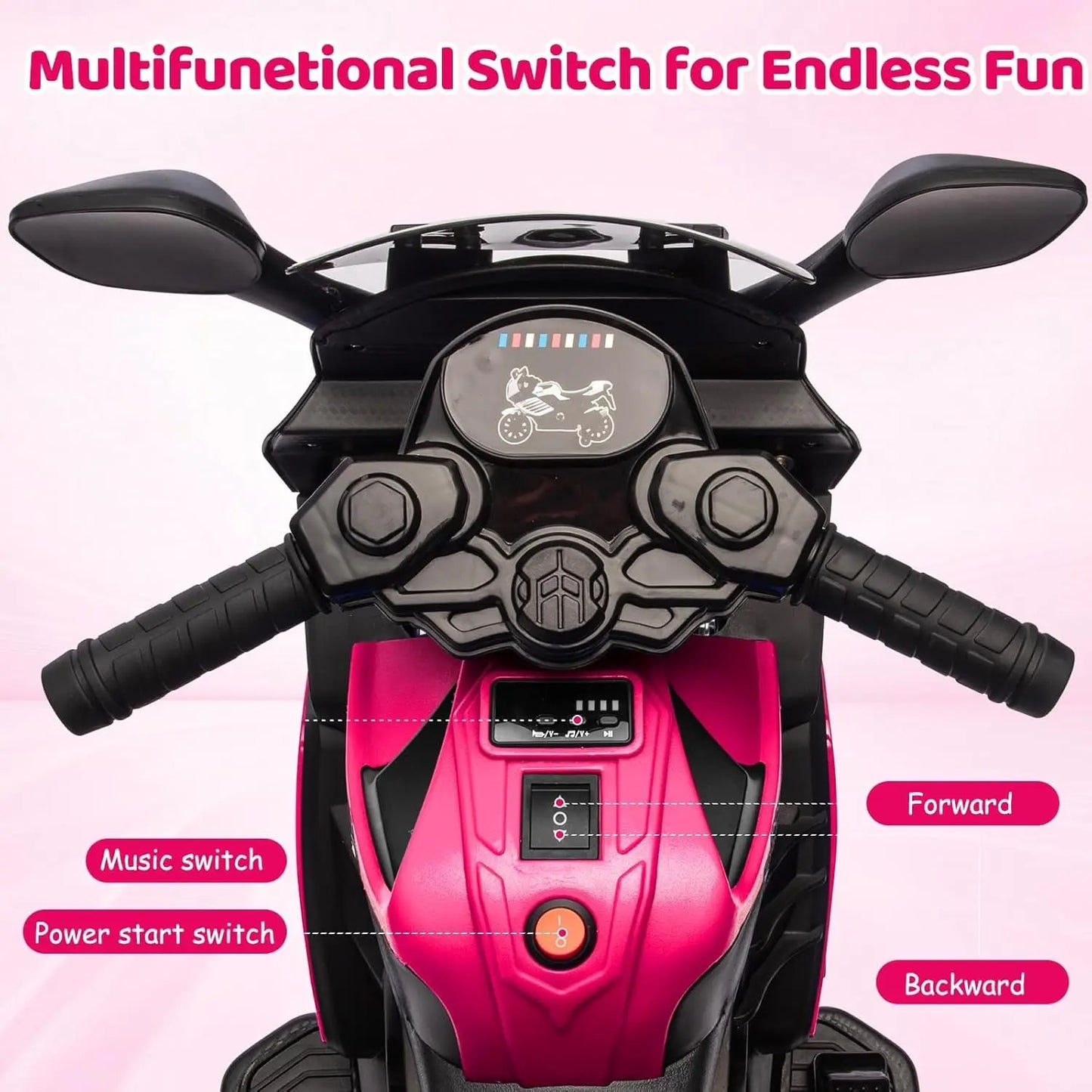 HiMISS 6V Children Motorcycle Ride On Toy With Training Wheels