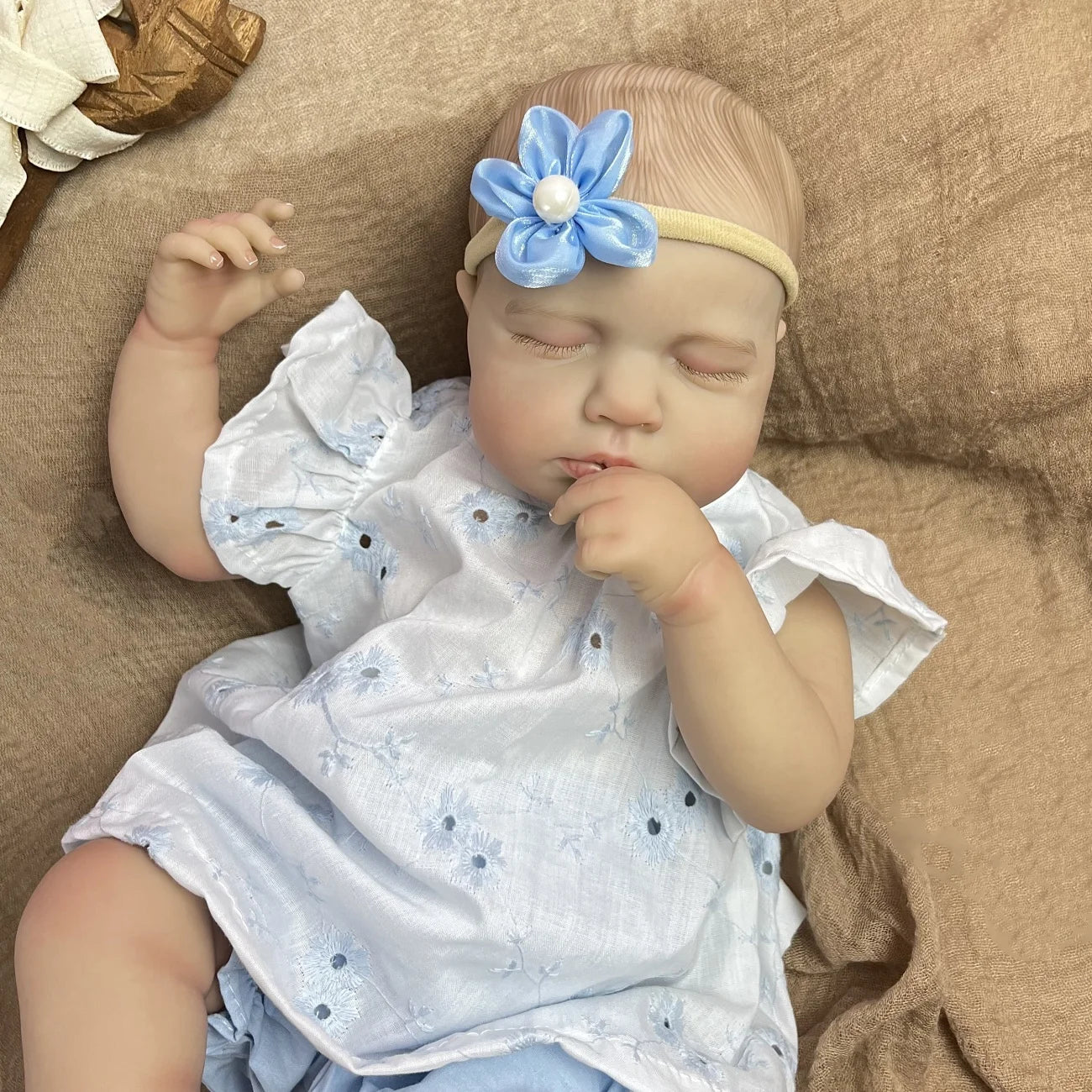 BZDOLL Reborn Vinyl Baby Doll Asleep 3D Skin Real Look