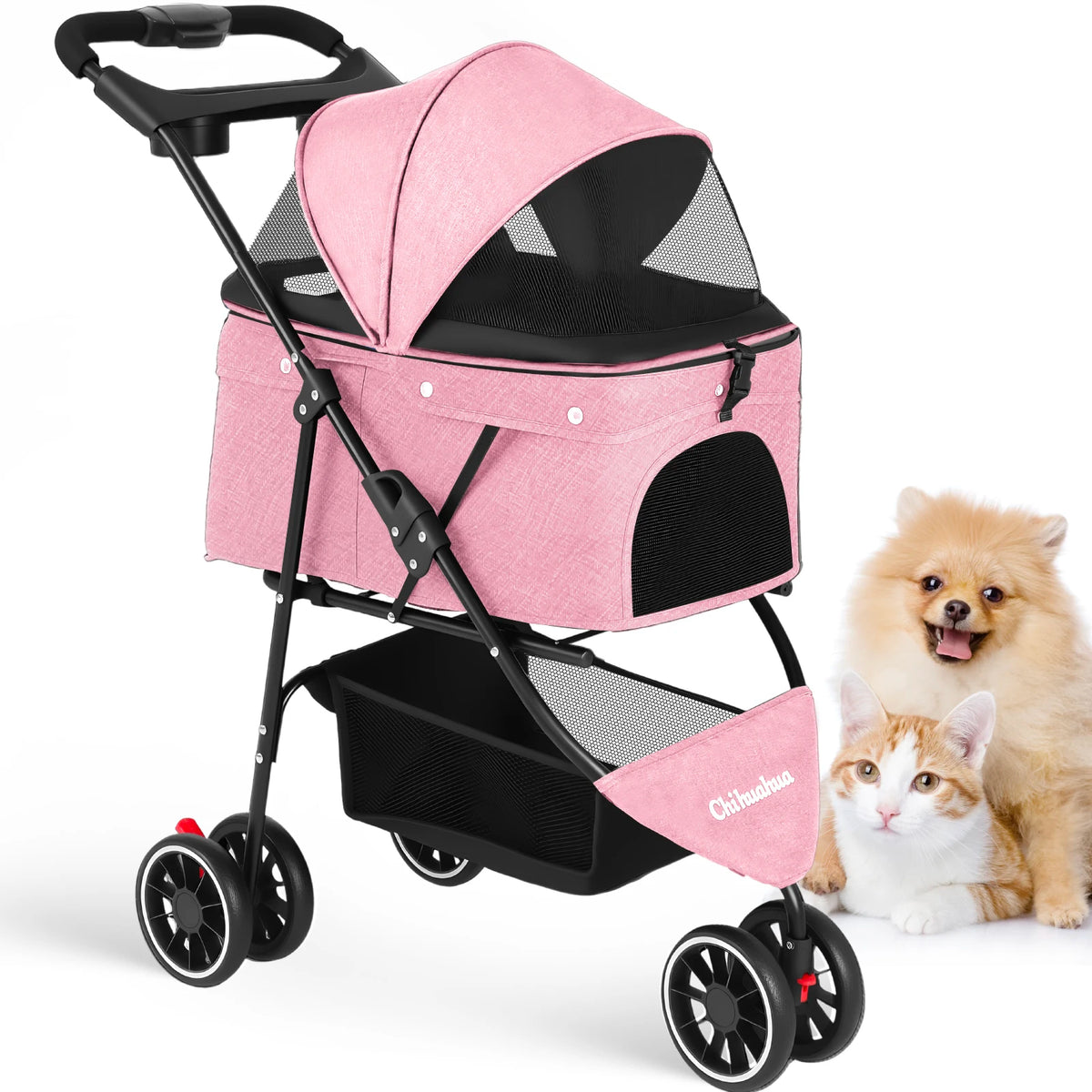 CHIHUAHUA Pet Stroller 3 Wheels For Small Medium Dogs Cats