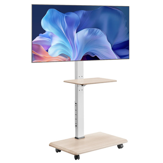 SucceBuy Rolling TV Stand Mobile TV Cart With Height Adjustable Mount