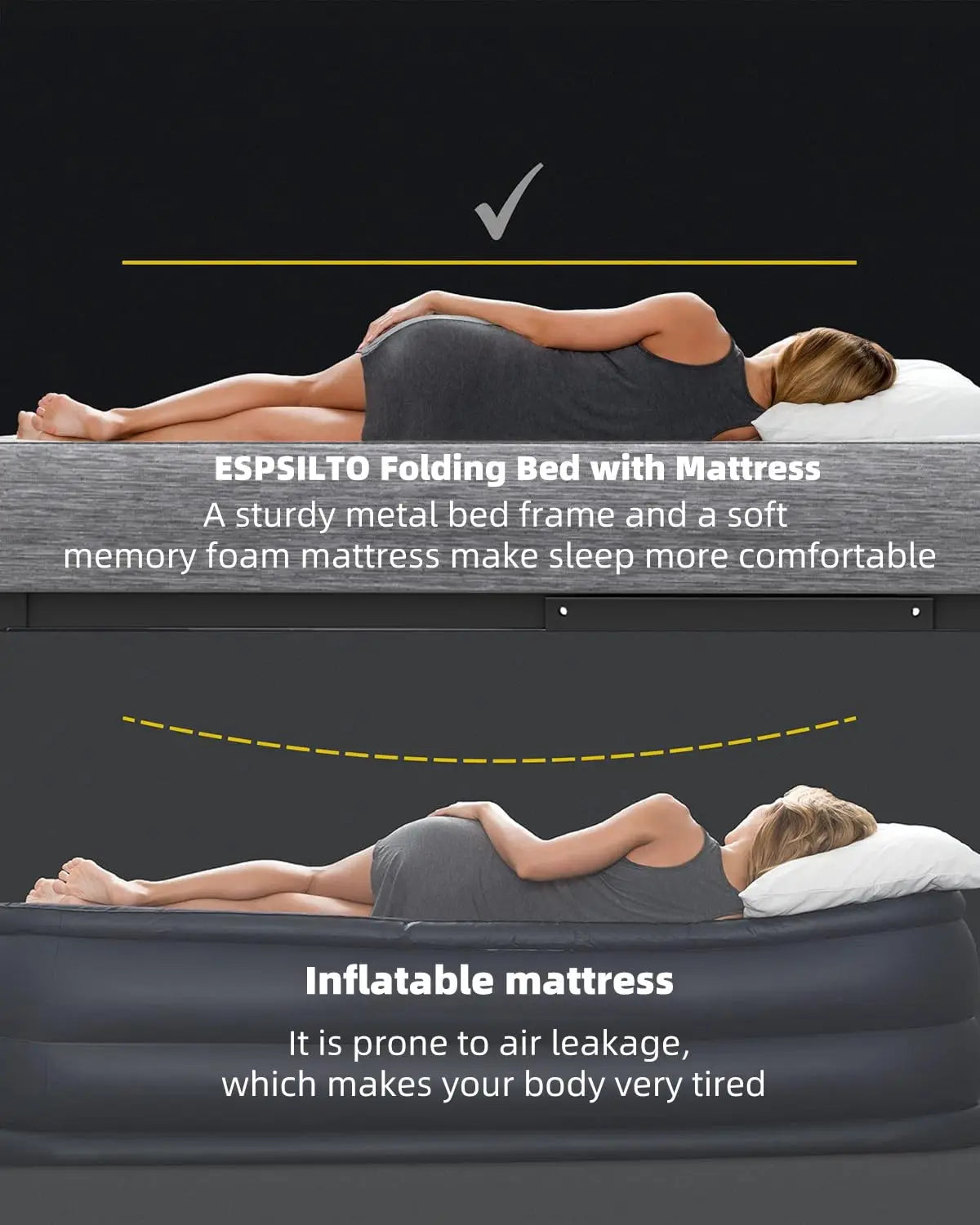 Folding Bed With Memory Foam Mattress Rollaway For Guests