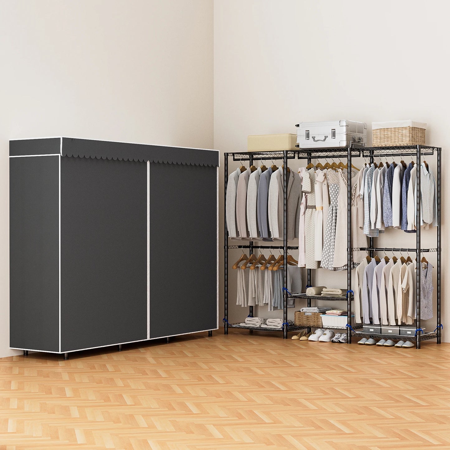 Freestanding Heavy Duty Clothes Rack Storage Organizer Wardrobe