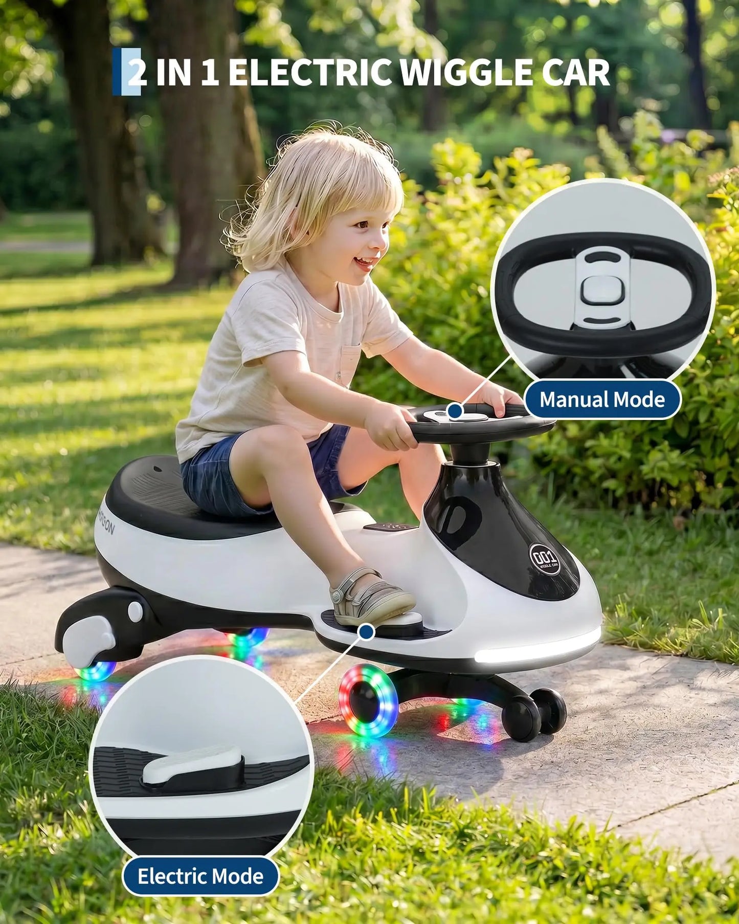 HiMISS 12V Electric Wiggle Car For Kids 2 In 1 Ride On Toy