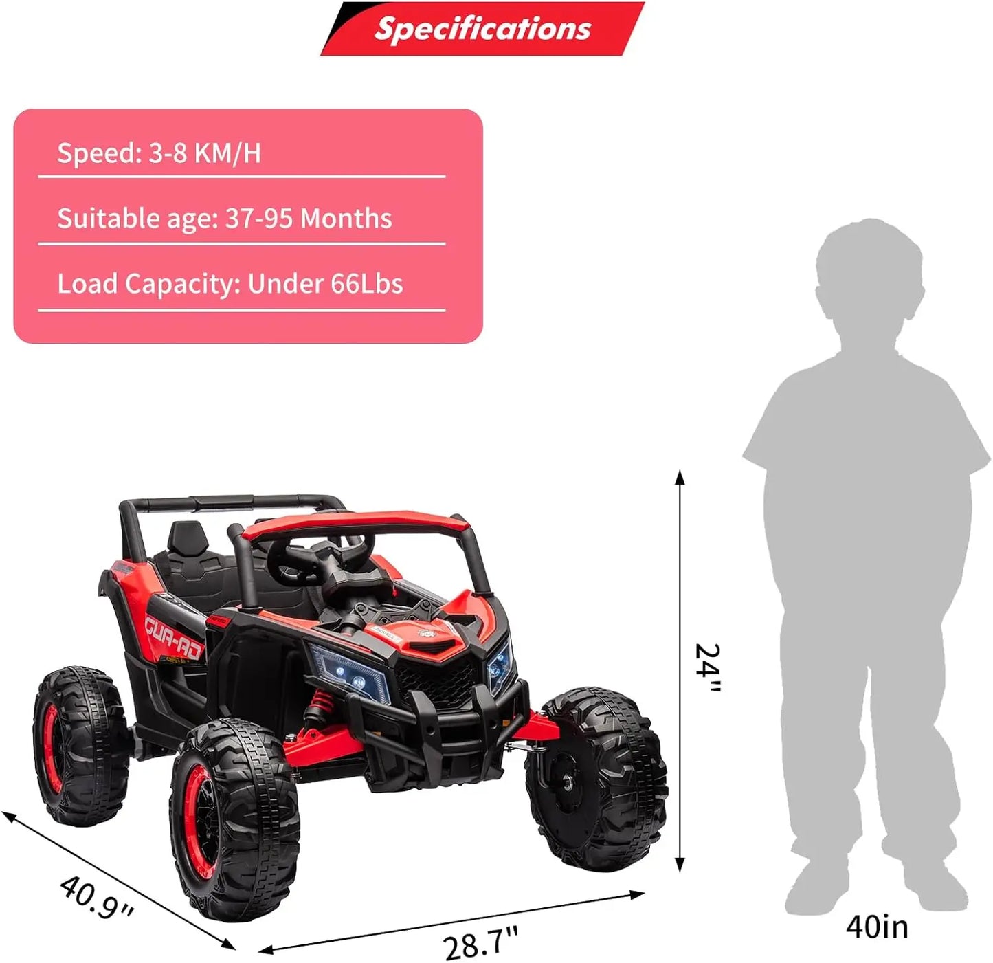24V Kids Ride On UTV With Remote Control 2x200W Motors