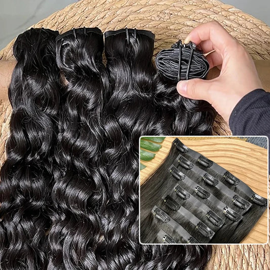Line Hair 9 PCS Deep Wave Vietnamese Remy Clip Extensions