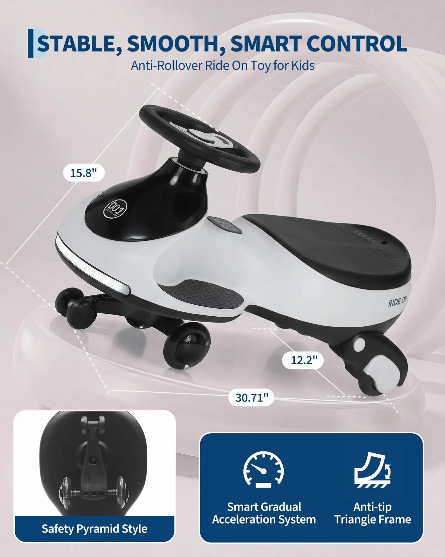 HiMISS 12V Electric Wiggle Car For Kids 2 In 1 Ride On Toy