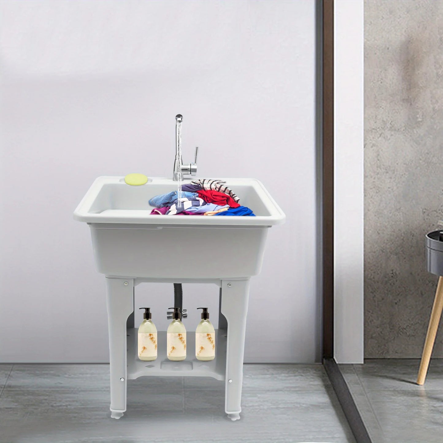 Multifunctional Laundry Sink With Faucet And Washboard