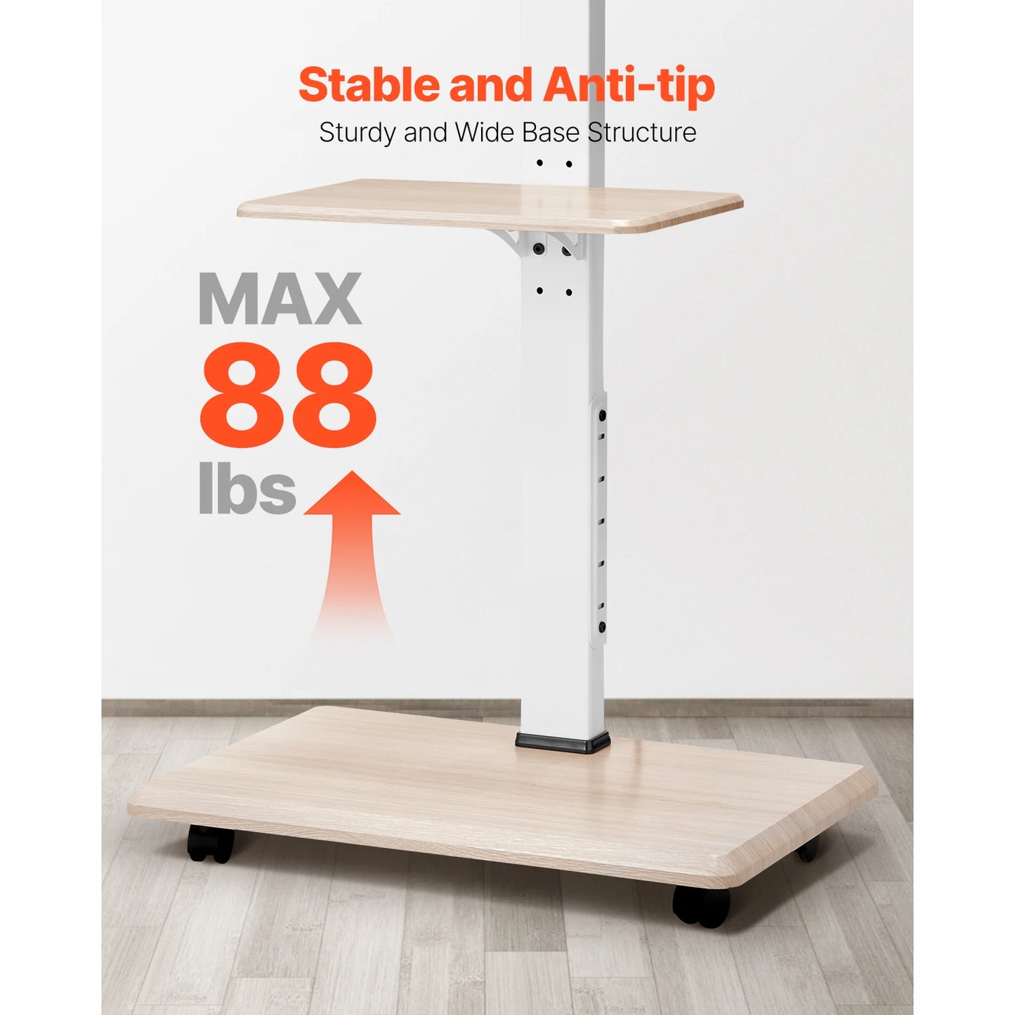 SucceBuy Rolling TV Stand Mobile TV Cart With Height Adjustable Mount