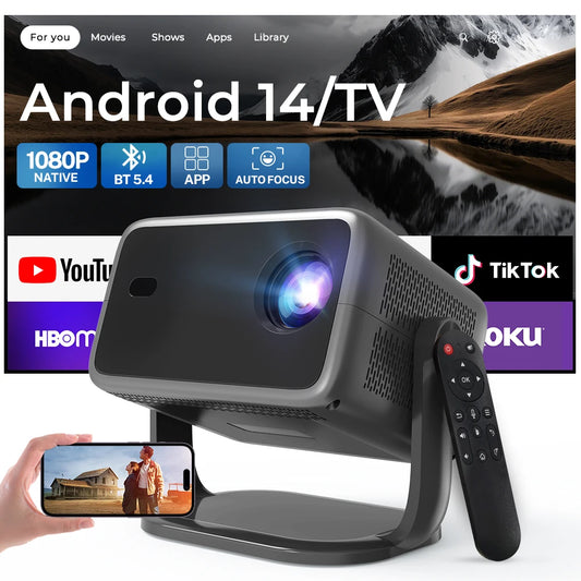 LynCast Smart Projector 4K Android 14 Bluetooth WiFi6 Portable Home Theater