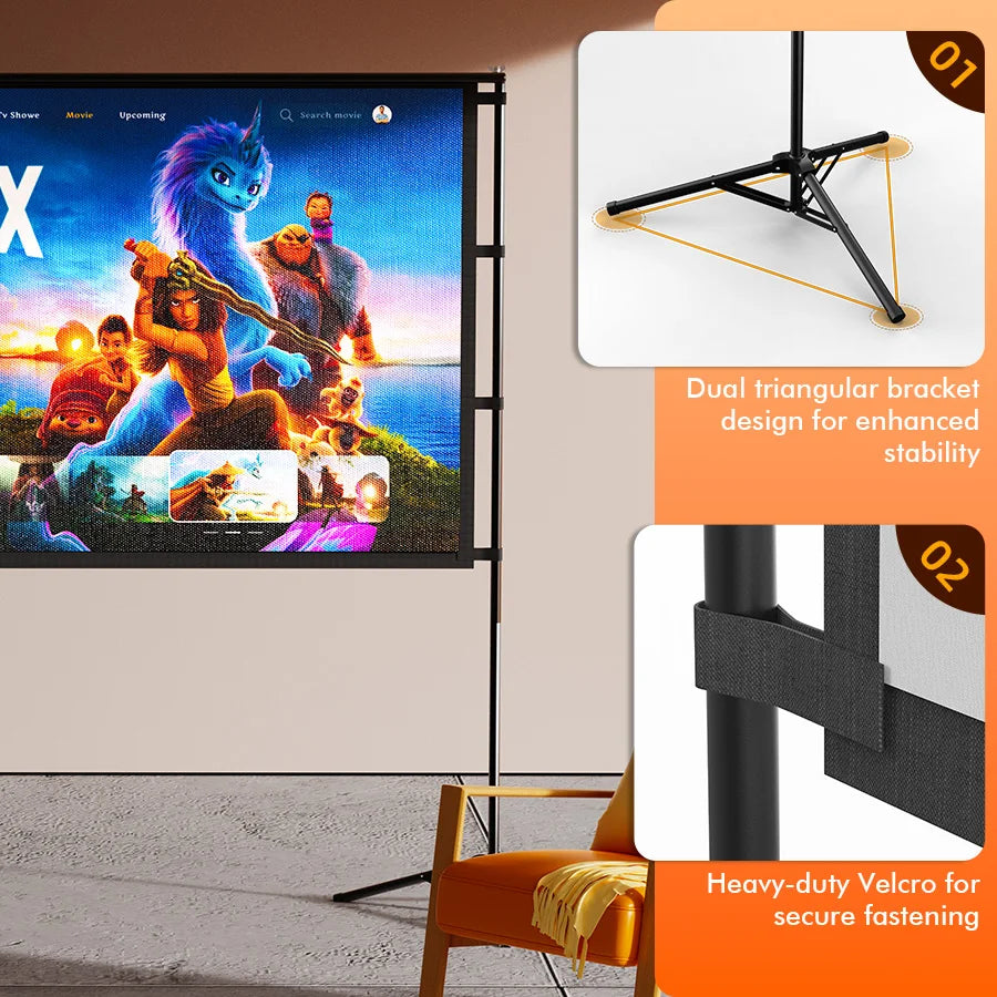 XBJ Portable Outdoor Projector Screen With Stand And Tripod