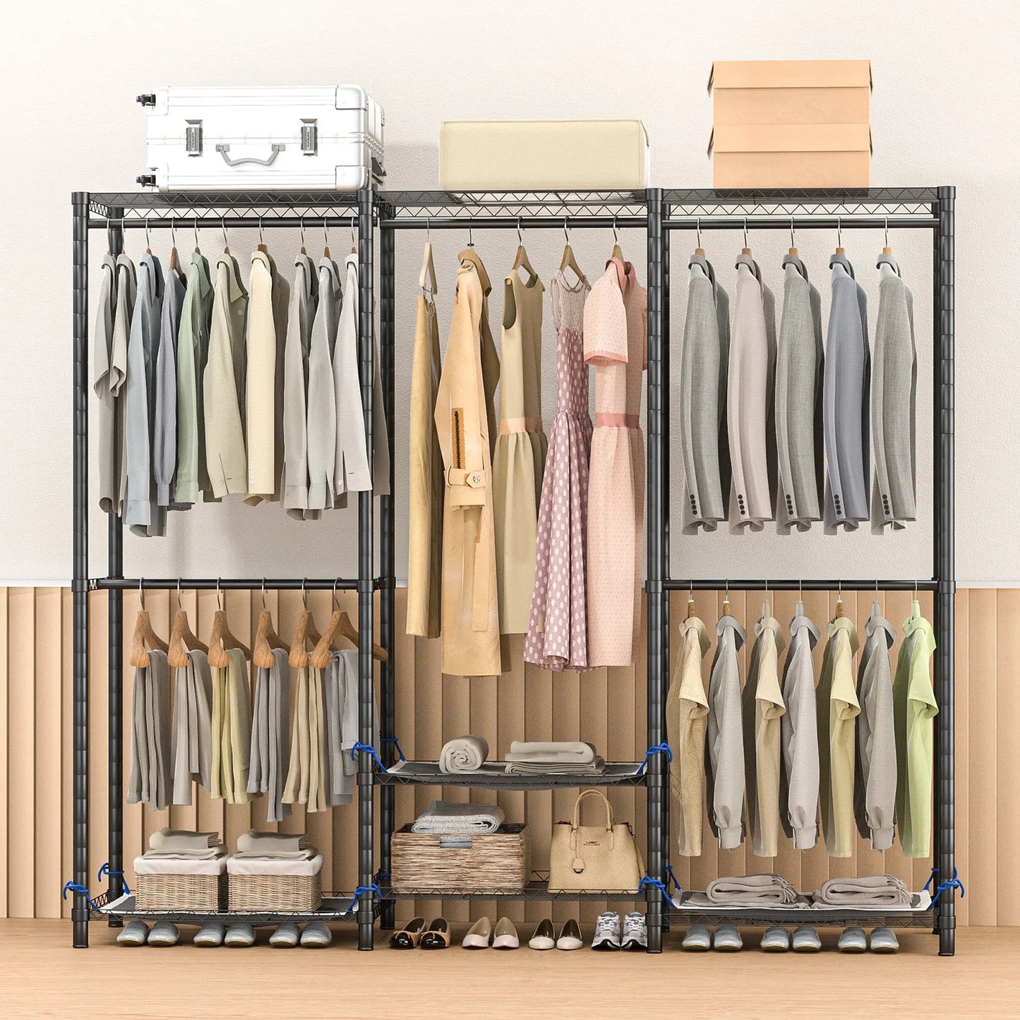 Freestanding Heavy Duty Clothes Rack Storage Organizer Wardrobe